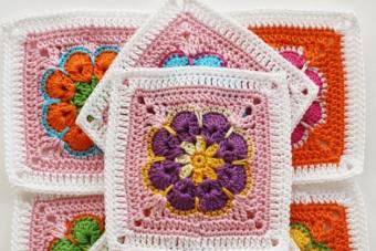 A selection of square crochet motifs with diagrams, descriptions and videos MK Easy square crochet motifs